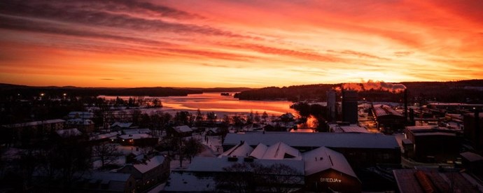 Landskapsbild vintermorgon